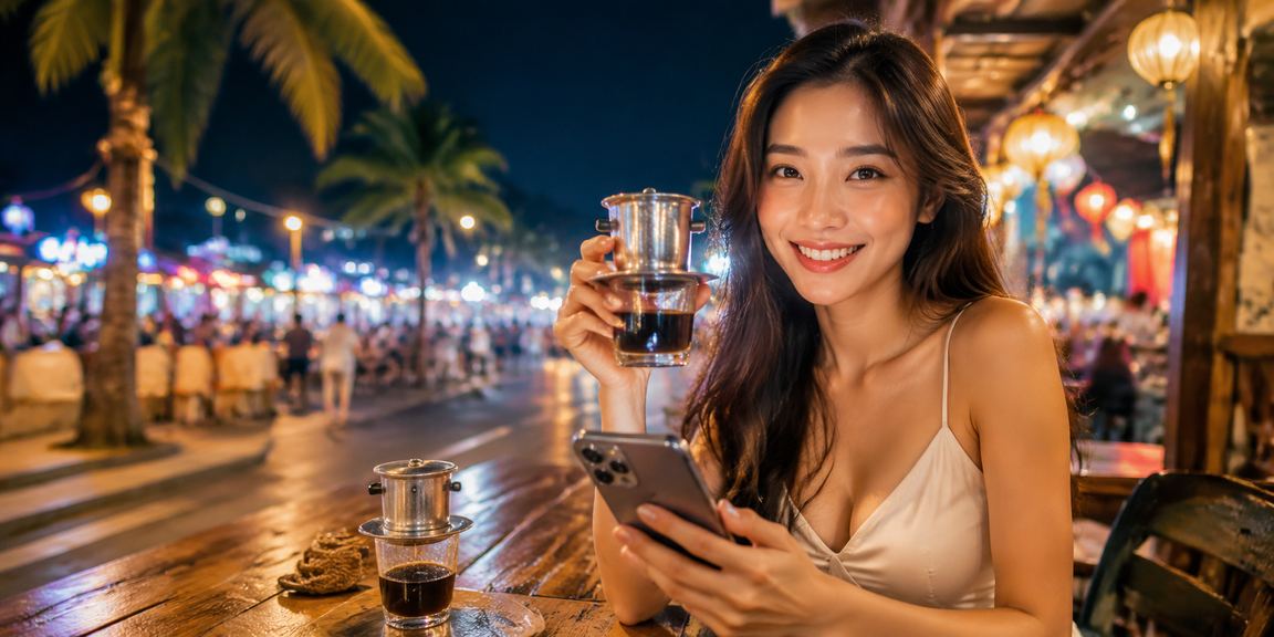 Người dùng tại Nha Trang ngồi cà phê và đặt kèo cá cược trên điện thoại di động